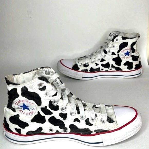 Converse Black and White Cow Print Sneakers - Picture 5 of 12